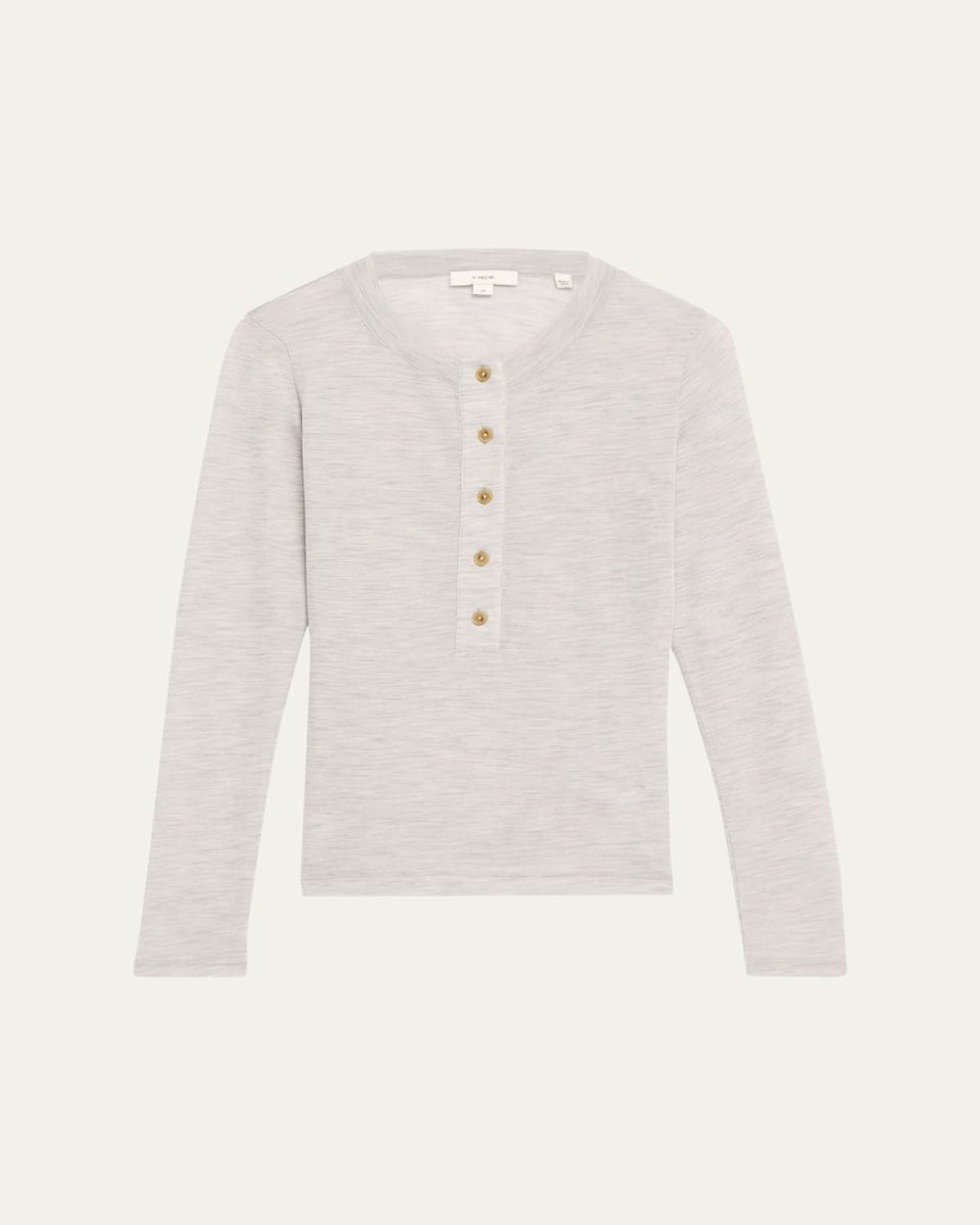 Long-Sleeve Wool Henley Top